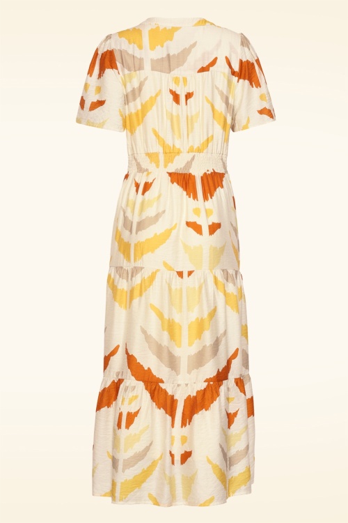 Smashed Lemon - Mila maxi jurk in crème en geel  5