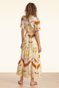 Smashed Lemon - Mila maxi jurk in crème en geel  6