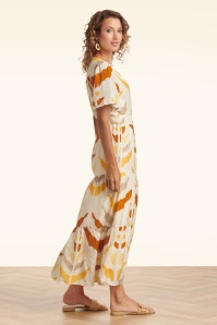 Smashed Lemon - Mila maxi jurk in crème en geel  4