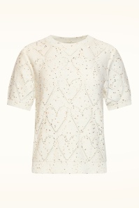 Smashed Lemon - Sweetheart Sparkle gebreide top in gebroken wit 2