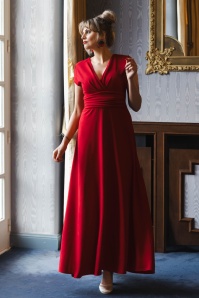 Vintage Chic for Topvintage - Topvintage exclusive ~ Rinda maxi-jurk in lippenstiftrood