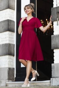 Vintage Chic for Topvintage - Topvintage exclusive ~ Irene overslag swing jurk in rood 3