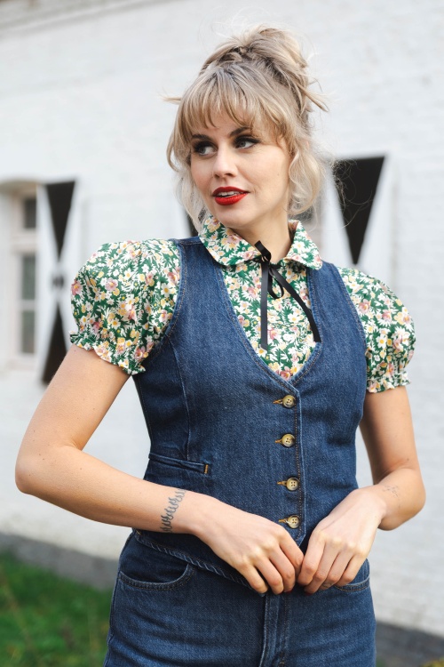 King Louie - Playa denim gilet in blauw tint