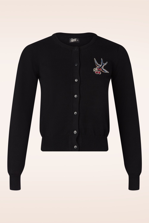 Queen Kerosin - Cherry Knit cardigan in zwart