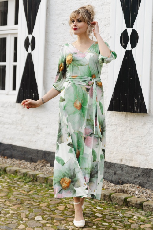 K-Design - Petal Promise maxi jurk in gebroken wit en multi
