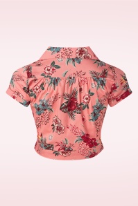 Queen Kerosin - Hibiscus cropped blouse in roze 2