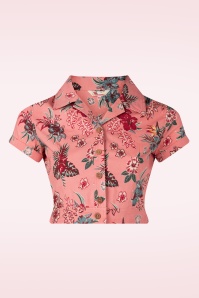 Queen Kerosin - Hibiscus cropped blouse in roze