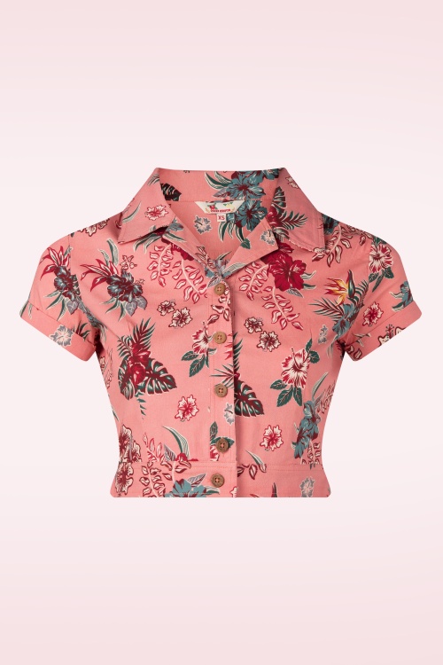 Queen Kerosin - Hibiscus cropped blouse in roze