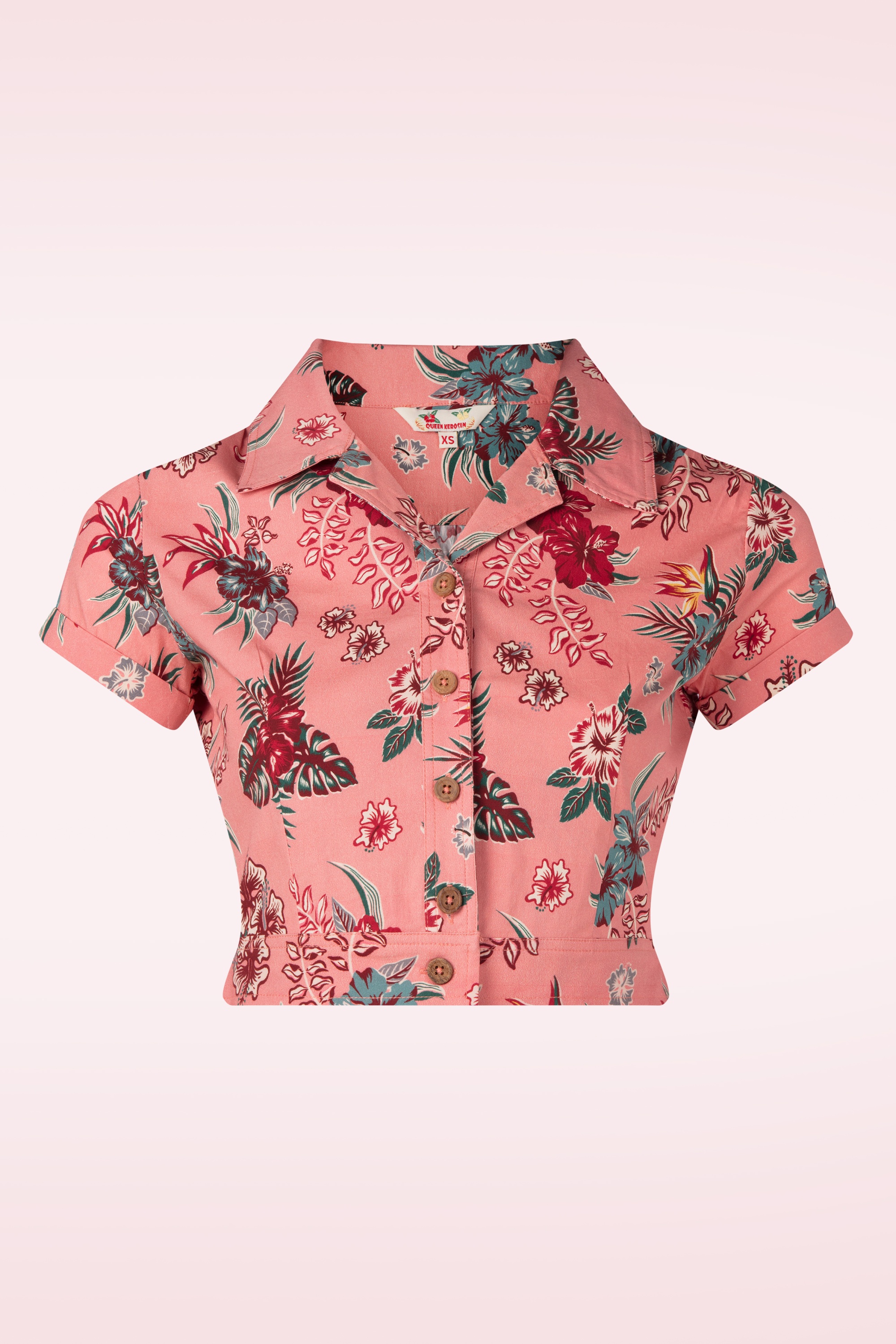 Queen Kerosin - Hibiscus cropped blouse in roze