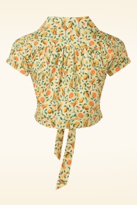 Queen Kerosin - Citrus Cocktails cropped blouse in crème geel 2