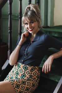 Vintage Chic for Topvintage - Topvintage exclusive ~ Bobby Retro rok in donker teal en oranje 3