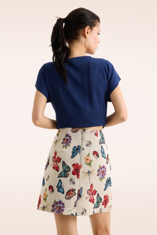 Louche - Aubin Flutter jacquard mini rok in crème  4