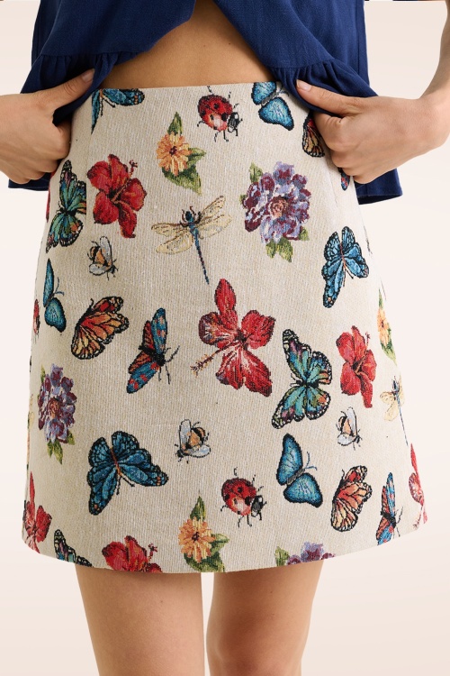 Louche - Aubin Flutter jacquard mini rok in crème 