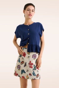 Louche - Aubin Flutter jacquard mini rok in crème  2