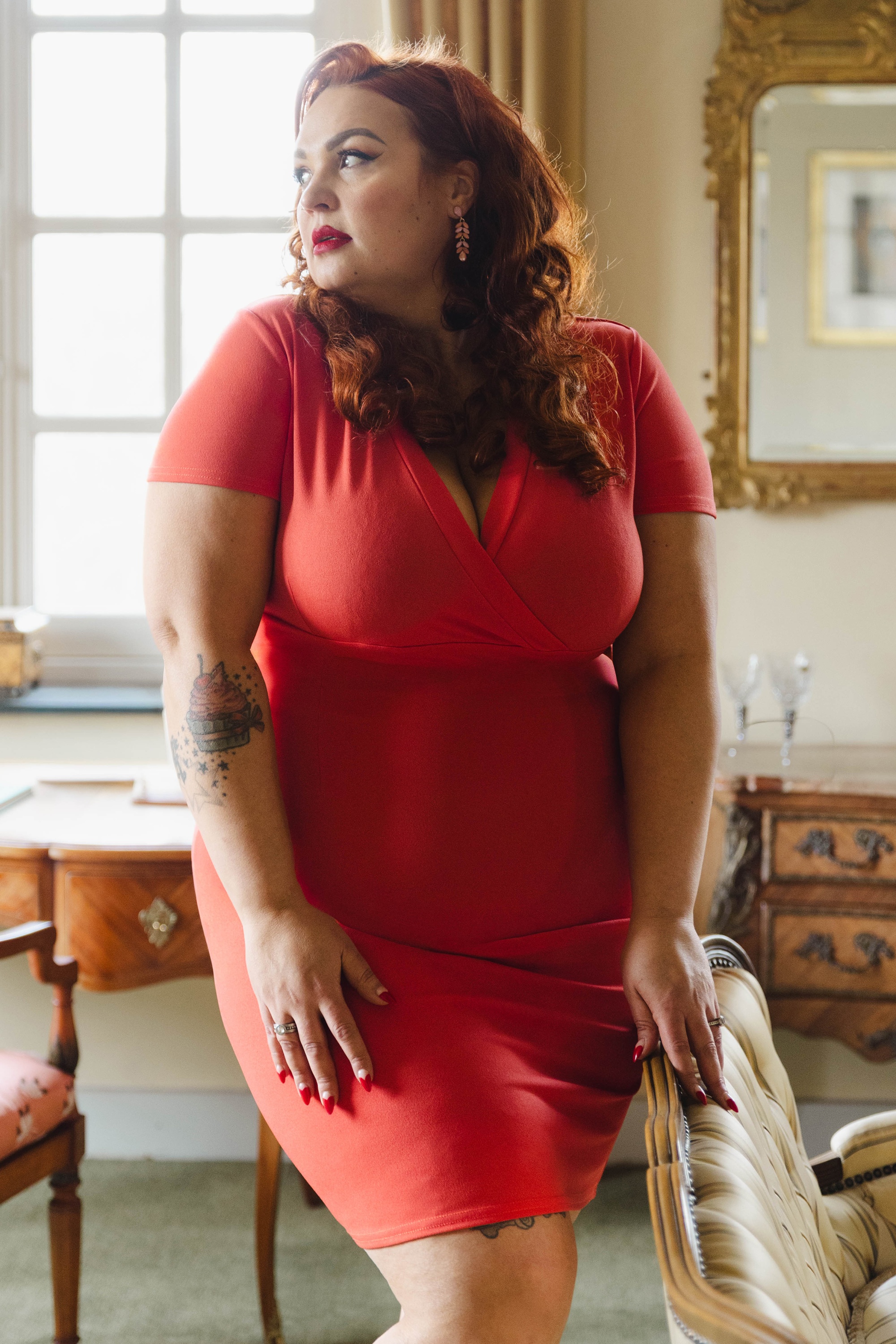 Vintage Chic for Topvintage - Topvintage exclusive ~ Rita pencil jurk in cayenne  2