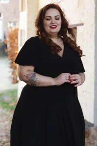 Vintage Chic for Topvintage - Topvintage exclusive ~ Irene overslag swing jurk in zwart 5