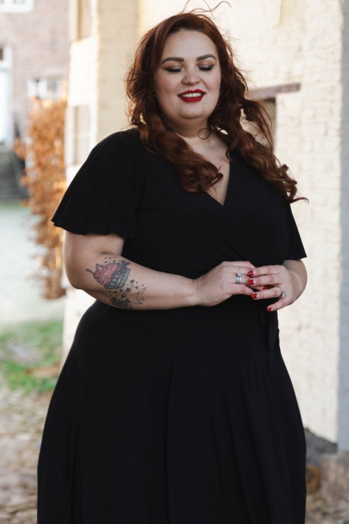 Vintage Chic for Topvintage - Topvintage exclusive ~ Irene overslag swing jurk in zwart 5