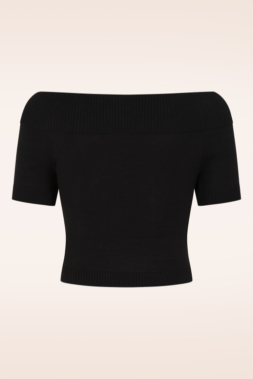 Banned Retro - Lavinia gebreide top in zwart 5