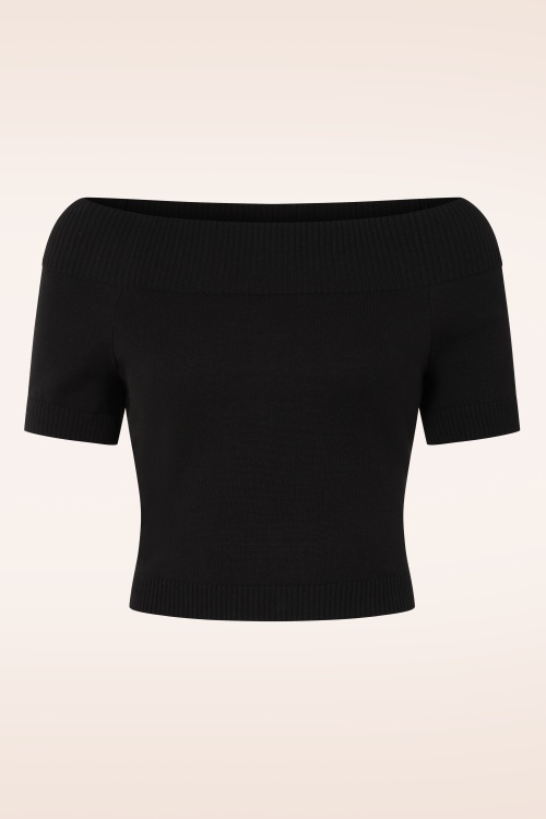 Banned Retro - Lavinia gebreide top in zwart 2
