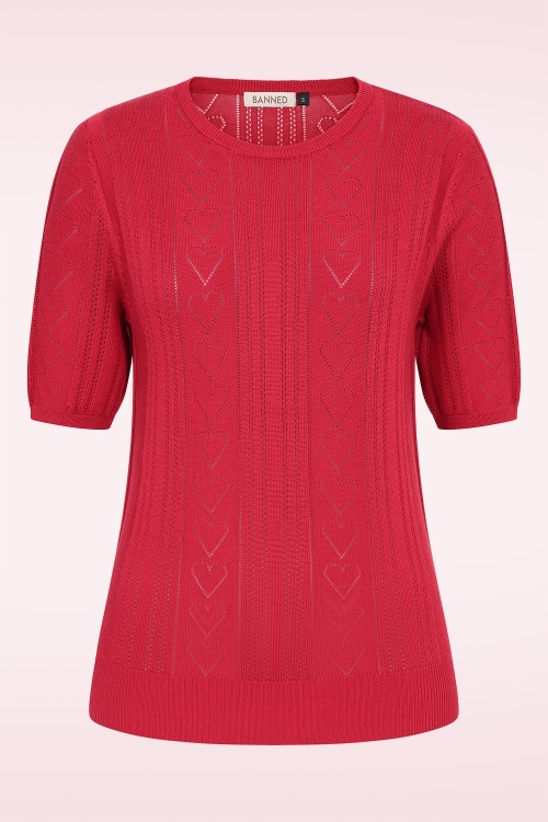 Banned Retro - Ruby Hearts trui in rood 2