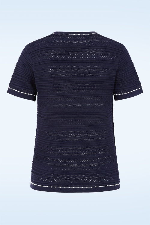 Banned Retro - Ruby Perforation trui in marineblauw 5