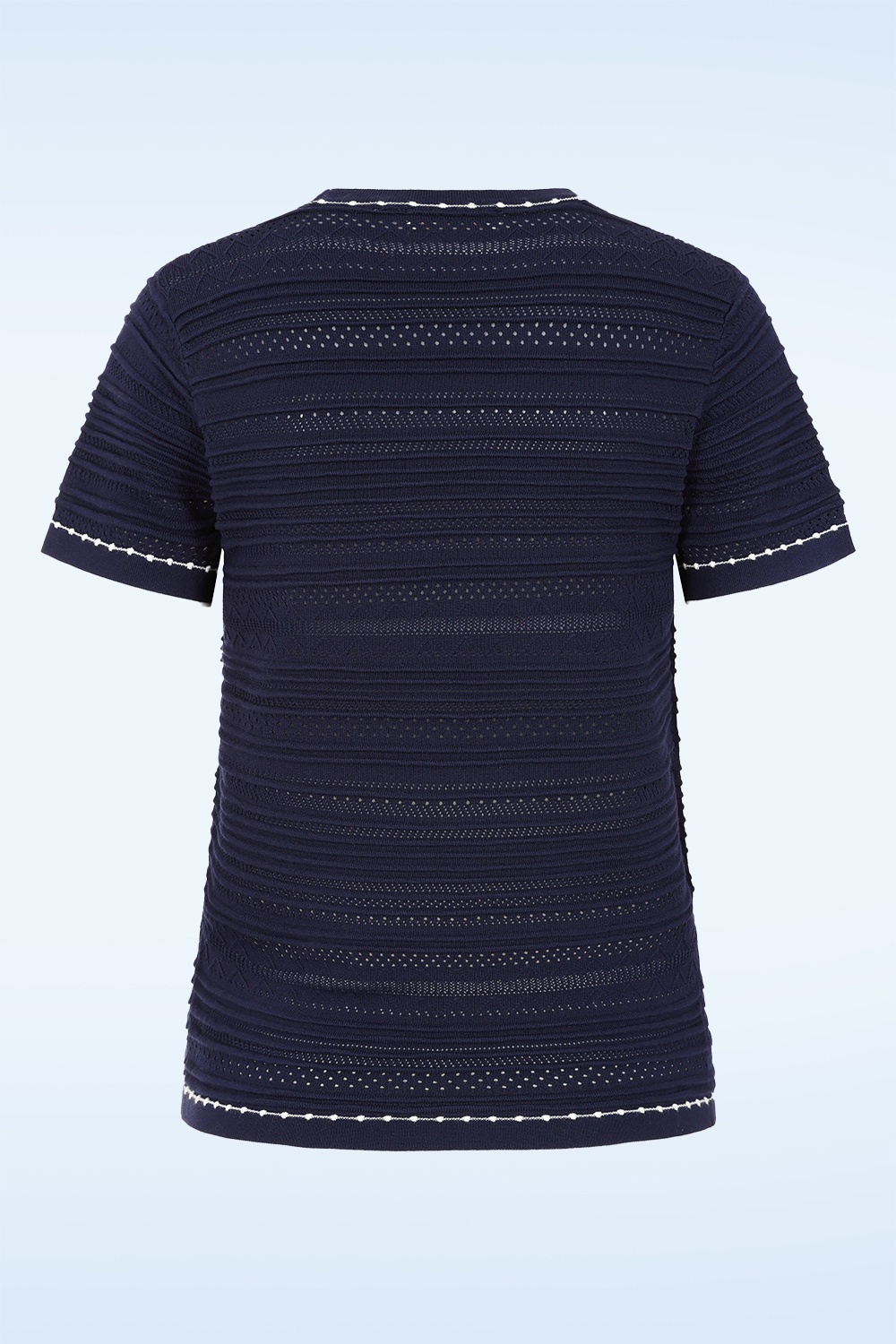 Banned Retro - Ruby Perforation trui in marineblauw 5