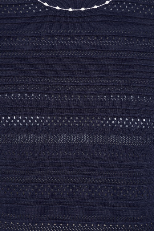 Banned Retro - Ruby Perforation trui in marineblauw 3