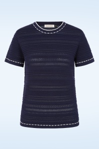 Banned Retro - Ruby Perforation trui in marineblauw 2