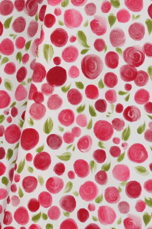 Hearts & Roses - Rosy Petal swing jurk in wit en framboosrood 5