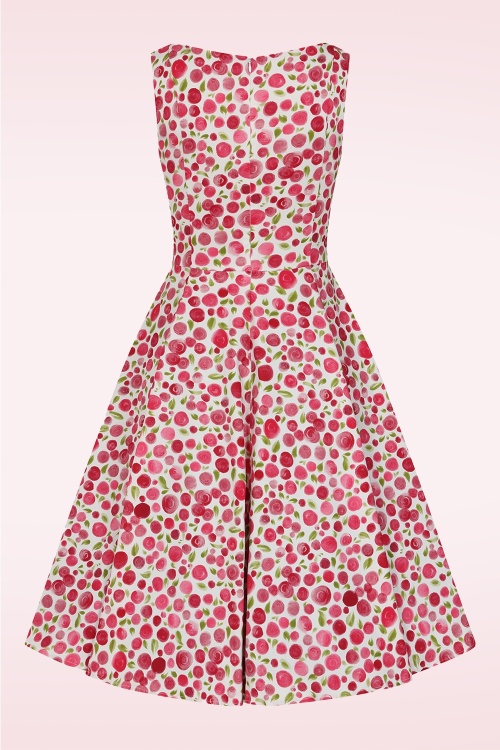 Hearts & Roses - Rosy Petal swing jurk in wit en framboosrood 6