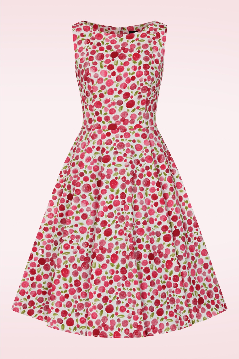 Hearts & Roses - Rosy Petal swing jurk in wit en framboosrood 2