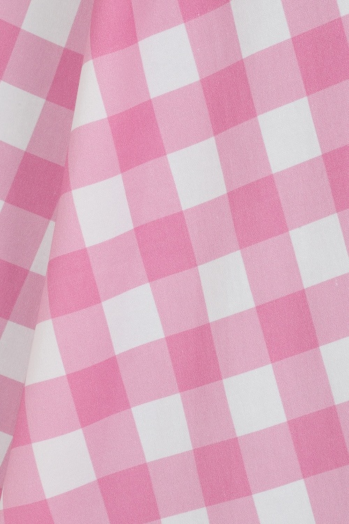 Hearts & Roses - Pink Meadow Check swing jurk in wit en roze 6