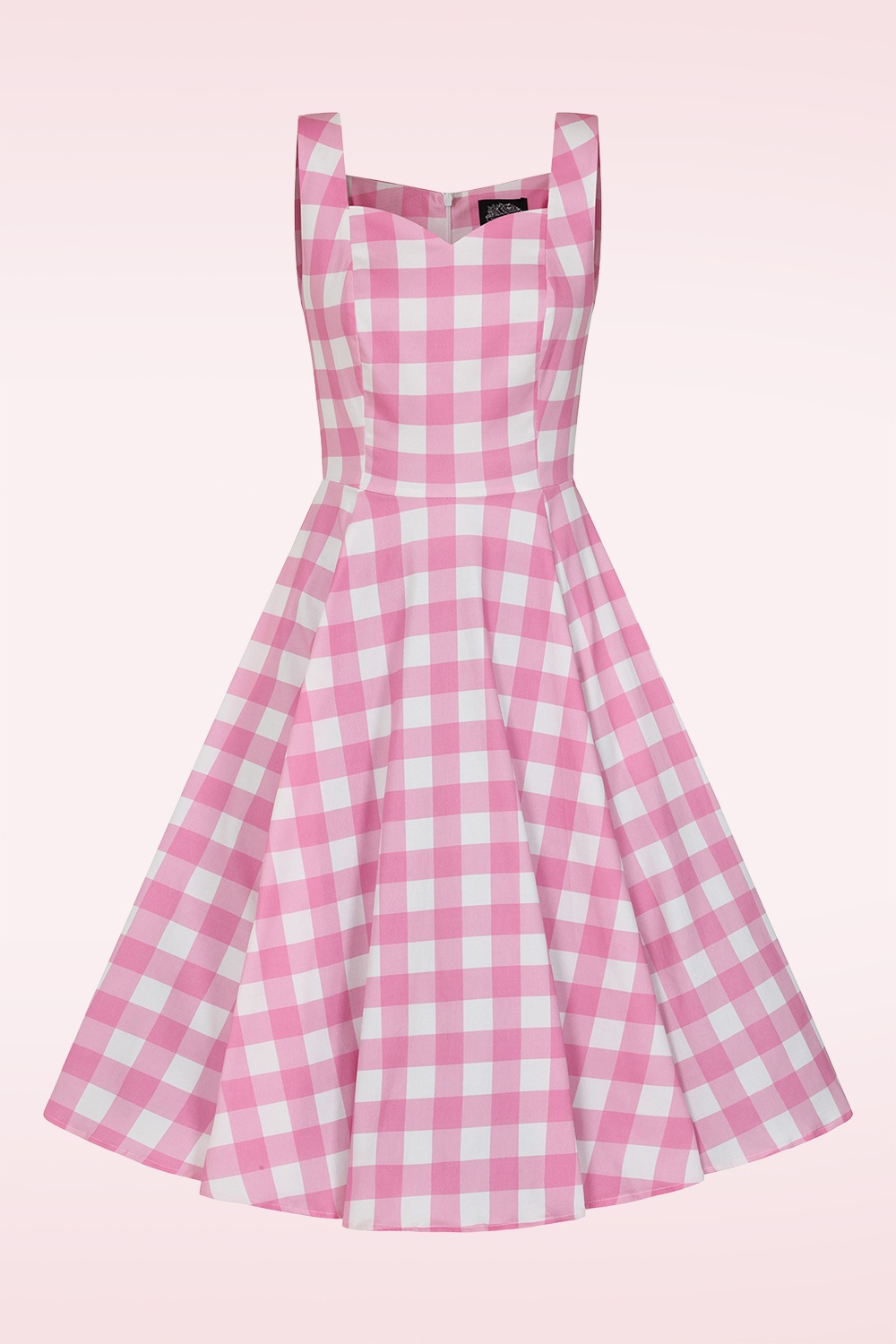Hearts & Roses - Pink Meadow Check swing jurk in wit en roze 2