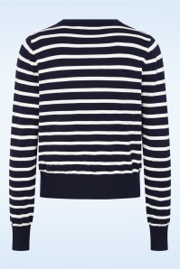 Banned Retro - Nautical Lines trui in marineblauw en wit 5