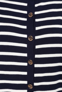 Banned Retro - Nautical Lines trui in marineblauw en wit 3