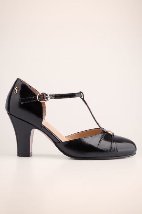 Charlie Stone - Vincenza T-Strap pumps in zwart