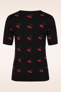 Banned Retro - Sonia Fair Isle Cherry trui in zwart 5
