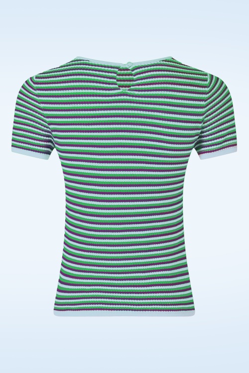 Surkana - Faye Stripe gebreide top in hemelsblauw 2