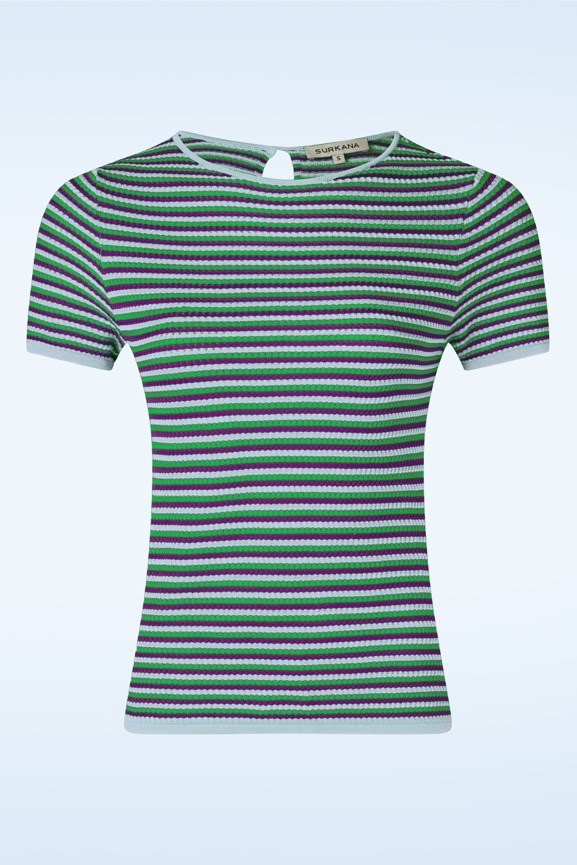 Surkana - Faye Stripe gebreide top in hemelsblauw