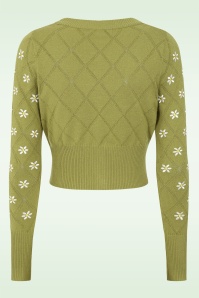 Banned Retro - Fearn Flower vest in olijfgroen 5