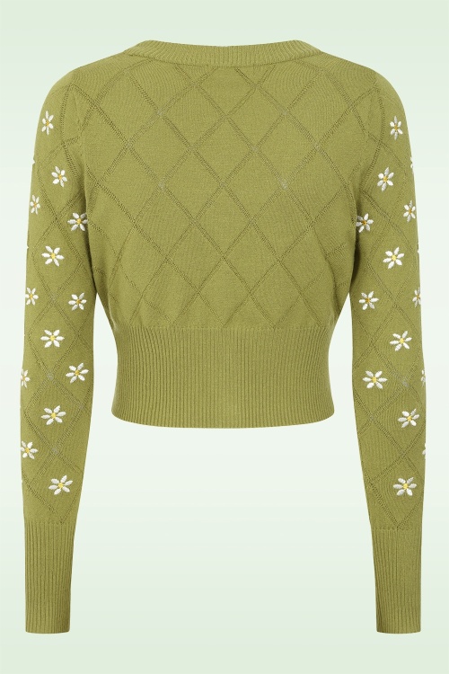 Banned Retro - Fearn Flower vest in olijfgroen 5