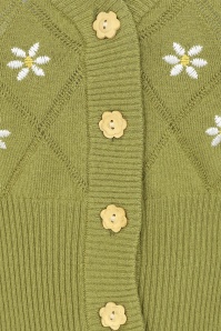 Banned Retro - Fearn Flower vest in olijfgroen 3