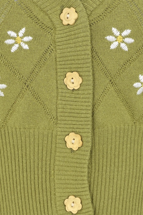 Banned Retro - Fearn Flower vest in olijfgroen 3