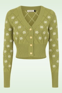 Banned Retro - Fearn Flower vest in olijfgroen 2