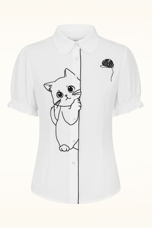 Banned Retro - Sophie blouse in wit 2