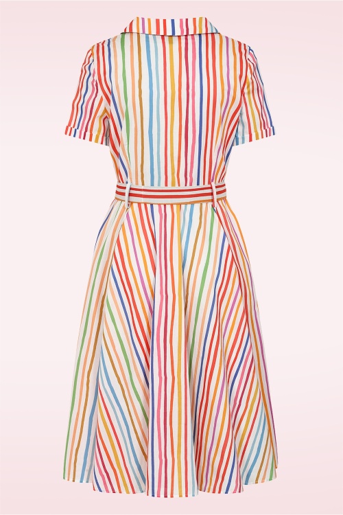 Banned Retro - Bella Stripe swing jurk in multi 6