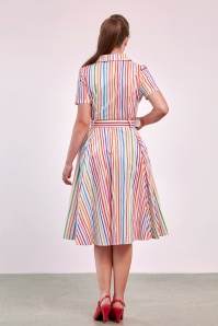 Banned Retro - Bella Stripe swing jurk in multi 4