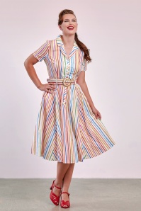Banned Retro - Bella Stripe swing jurk in multi