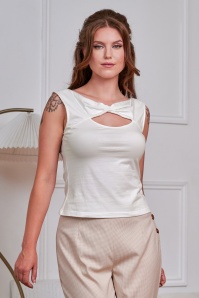 Banned Retro - Vicky top in gebroken wit