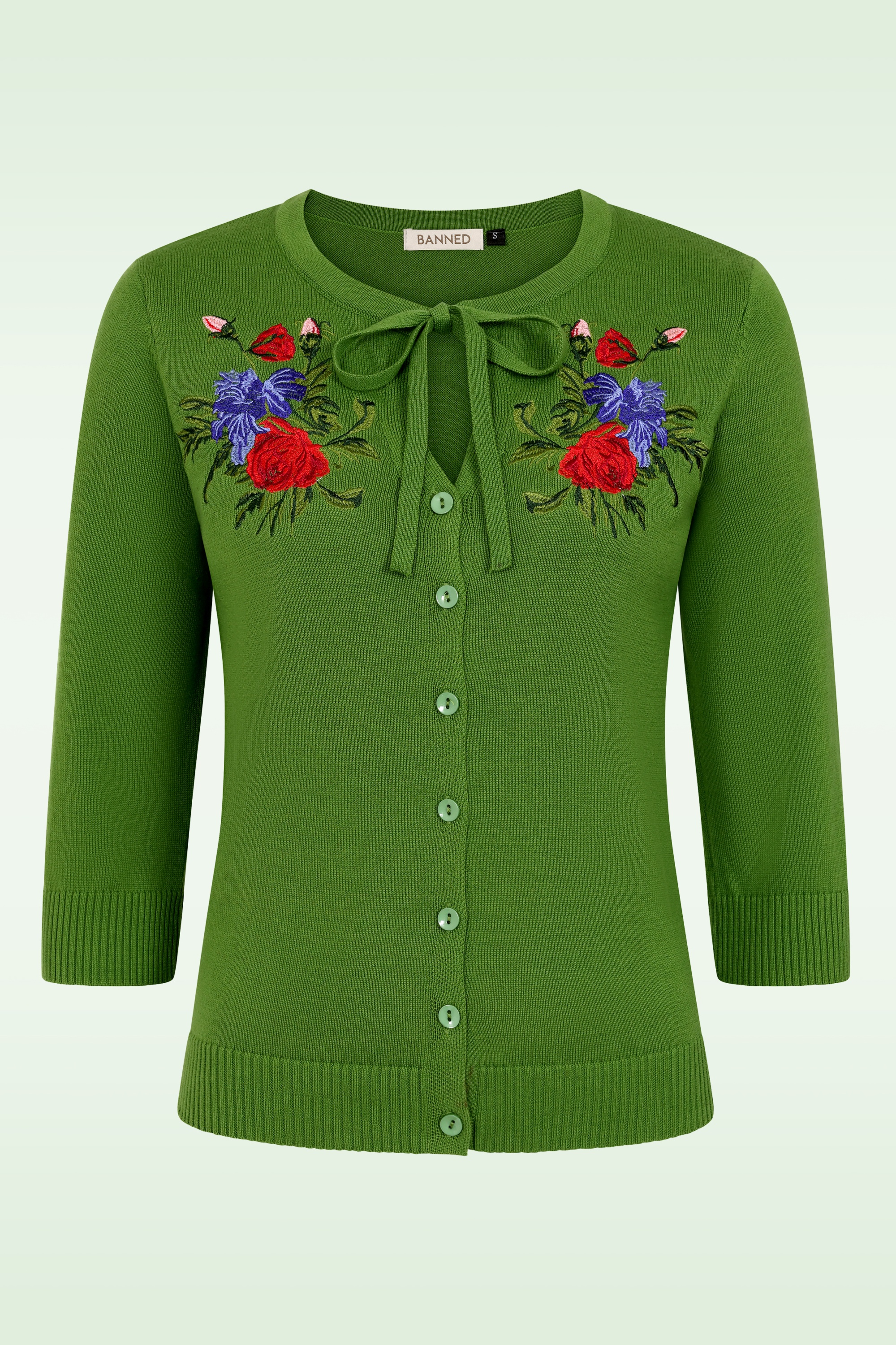 Banned Retro - Floral Serenade vest in groen 2